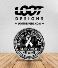 Load image into Gallery viewer, BRAIN ANEURYSM AWARENESS/SURVIVOR Badge for Offroad Vehicle