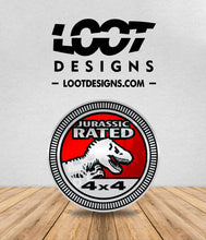 Load image into Gallery viewer, Jurassic RATED / Velociraptor RATED Badge for Offroad Vehicle