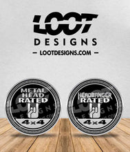 Load image into Gallery viewer, METAL HEAD RATED / HEADBANGER RATED Badge for Offroad Vehicle