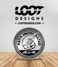 Load image into Gallery viewer, PAPA SMURF / SMURFETTE / GROUCHY RATED Badge for Offroad Vehicle
