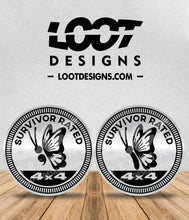 Load image into Gallery viewer, SURVIVOR RATED (semicolon butterfly) Badge for Offroad Vehicle