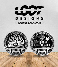 Load image into Gallery viewer, 2024 VIRGINIA BEACH, VA or OCEAN CITY, MD RATED Badge for Offroad Vehicle