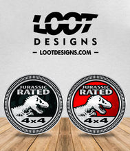 Load image into Gallery viewer, Jurassic RATED / Velociraptor RATED Badge for Offroad Vehicle