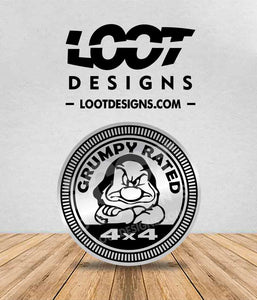 GRUMPY RATED Badge for Offroad Vehicle
