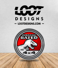 Load image into Gallery viewer, Jurassic RATED / Velociraptor RATED Badge for Offroad Vehicle

