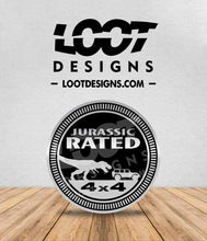Load image into Gallery viewer, Jurassic RATED / Velociraptor RATED Badge for Offroad Vehicle
